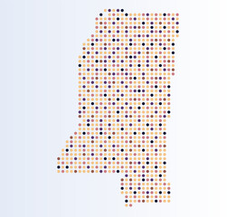 Map of Mississippi state from dots