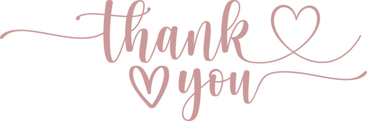 Thank you typography design on plain white transparent isolated background for card, shirt, hoodie, sweatshirt, apparel, tag, mug, icon, poster or badge