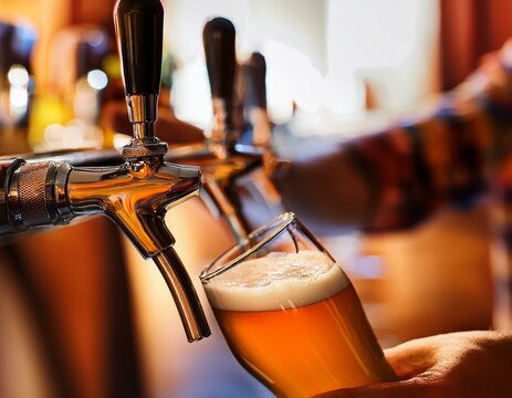 Bier gezapft an einem Zapfhahn 