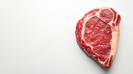 Raw beef steak on white background. Perfect for advertising, recipe, or food blog.