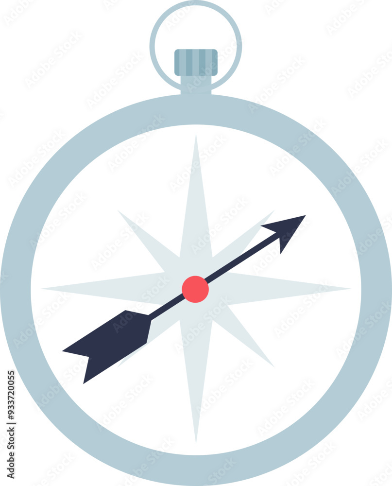 Poster simple compass illustration with a directional arrow, symbolizing navigation and guidance.