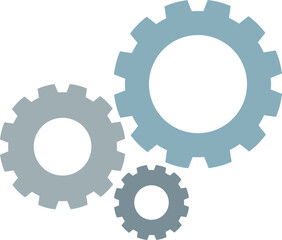 Three interlocking gears symbolizing teamwork and mechanical function.