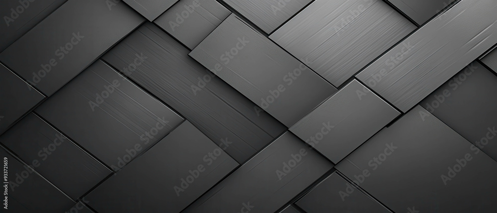 Poster monochrome geometric harmony: a seamless pattern of dark gray rectangular tiles, meticulously arrang