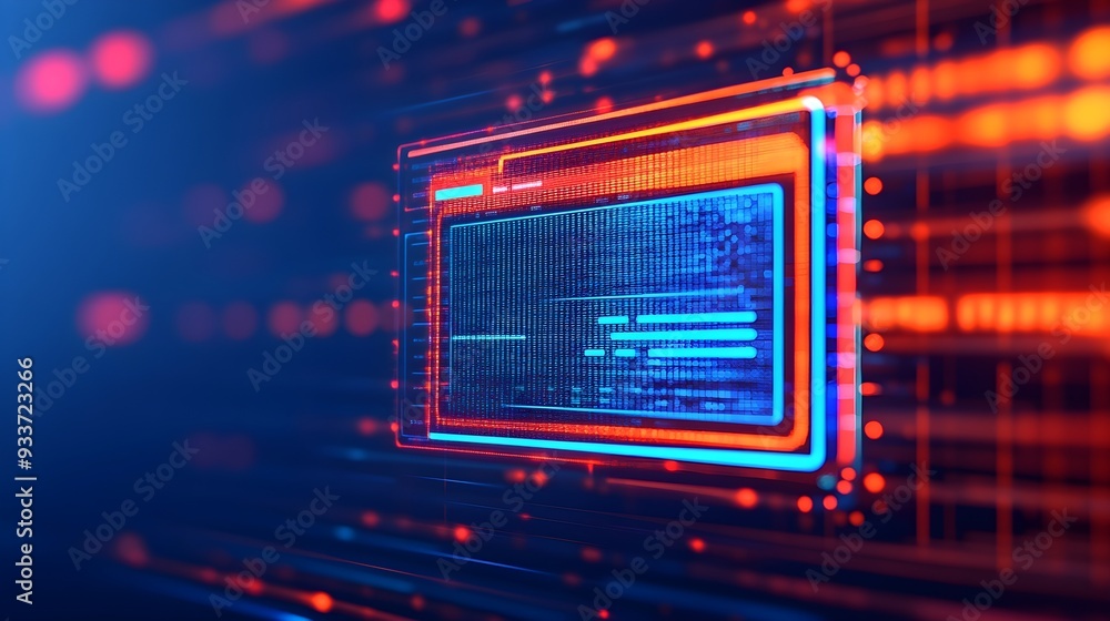 Poster abstract neon tech interface, futuristic digital background