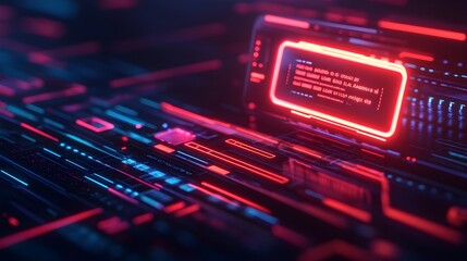 Obraz premium Abstract Red and Blue Neon Lights Futuristic Technology Background