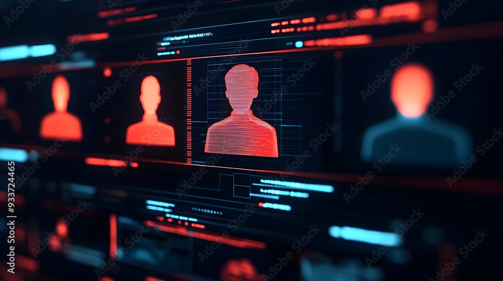 Poster digital security scan - red person icon on screen