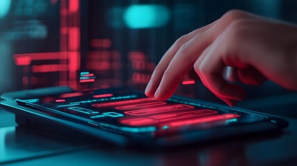 Futuristic Smartphone Interface Design with Red and Blue Lights