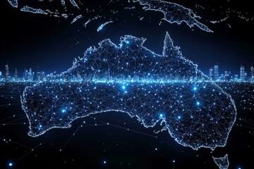 Digital map of australia network connectivity created with generative ai