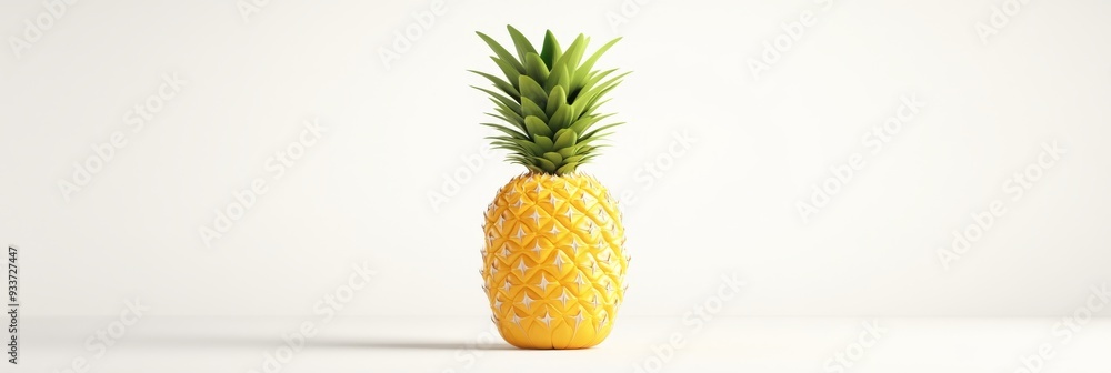 Poster refreshing 3d rendered pineapple icon with vibrant colors and minimal texture on white background