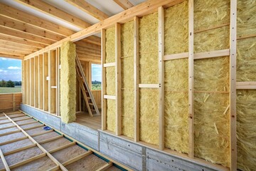 wooden house, energy saving, insulation, insulating material, environment, dampness prevention, Wooden house wall construction with mineral wool insulation for effective heat isolation