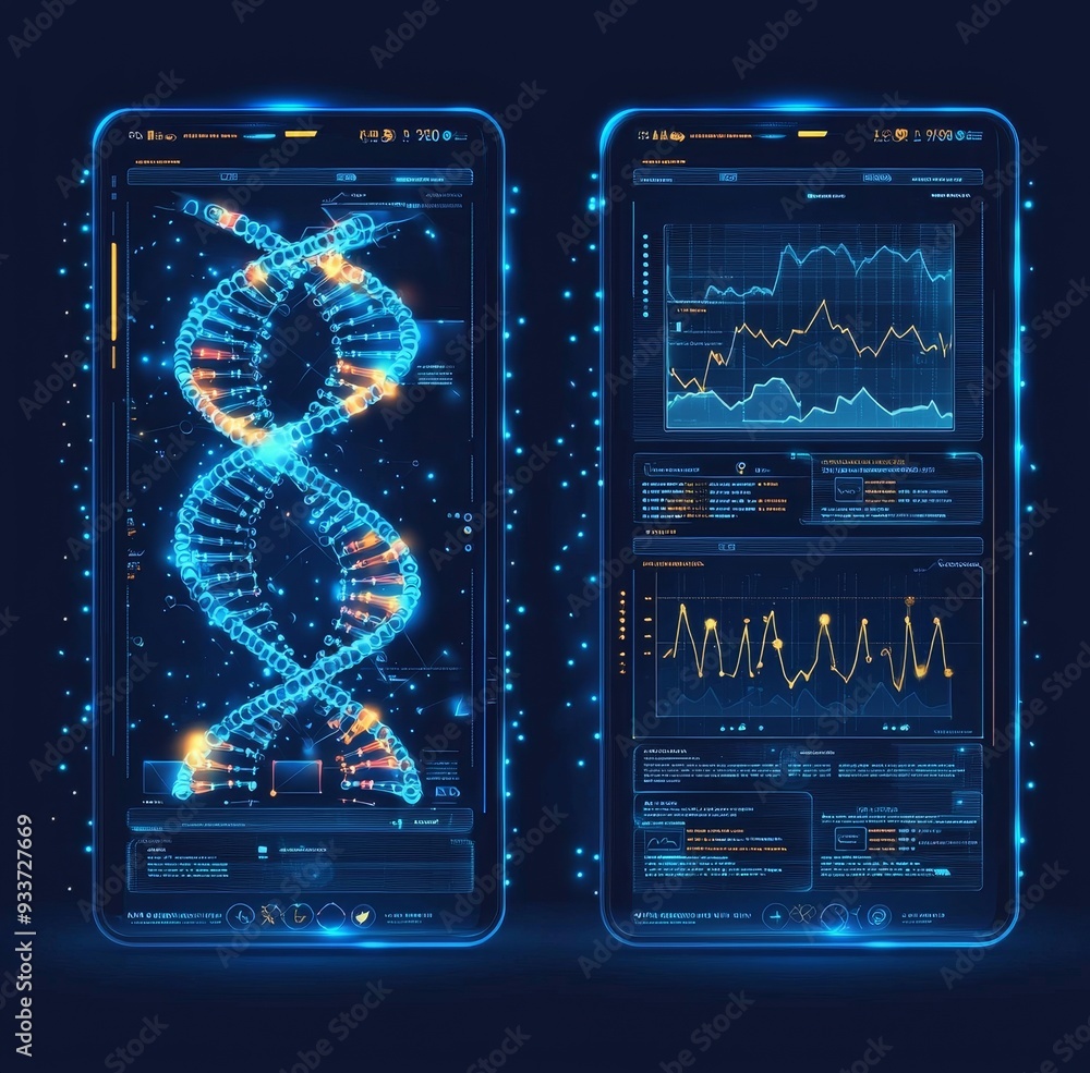 Fototapete ui design with futuristic elements. set of infographic elements. virtual holograms.
