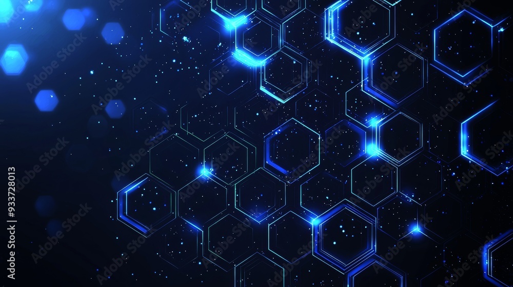Poster An abstract sci-fi background with hexagonal patterns with futuristic surface concept.