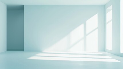 Fototapeta premium Bright, minimalistic room with sunlight streaming through large windows during the day