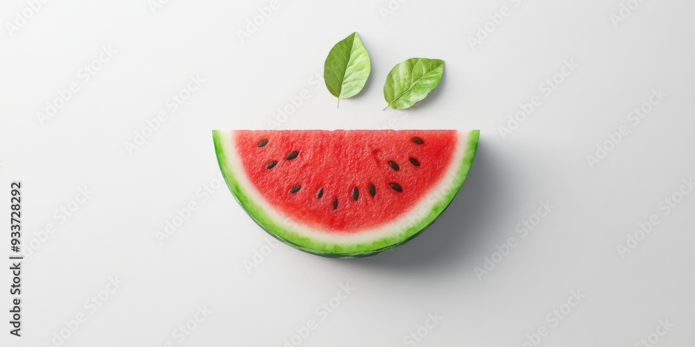 Poster fresh watermelon slice icon with 3d rendering and vibrant colors on white background