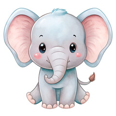Naklejka premium Cartoon cute baby elephant sitting