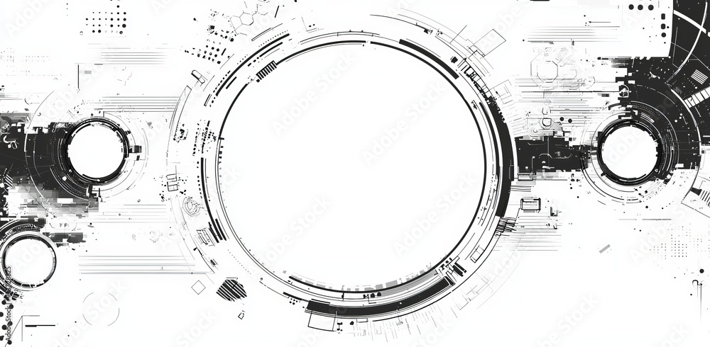 Poster design of futuristic environment with transparent hologram background in a hud