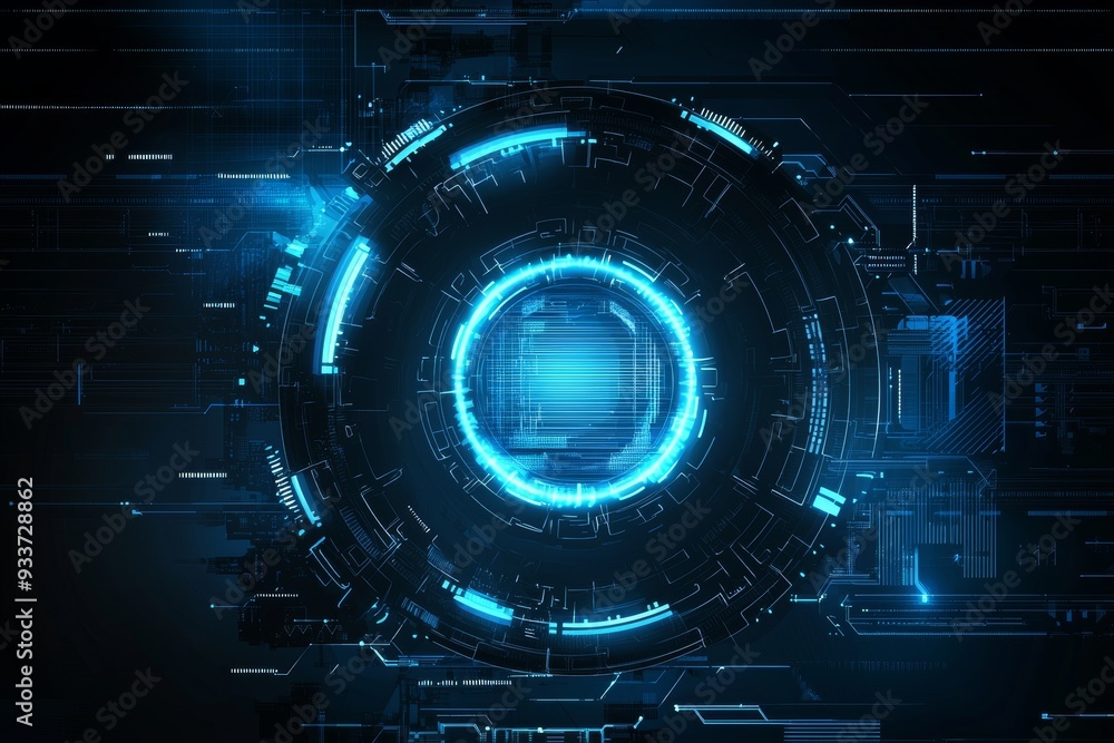 Leinwandbilder Digital data chart, hologram elements, communication, and generative AI abstract technology UI futuristic concept