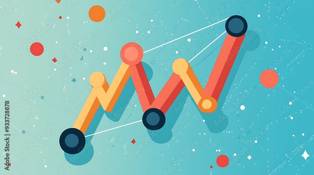 Poster abstract chart design with a line graph showing upward trend and success growth