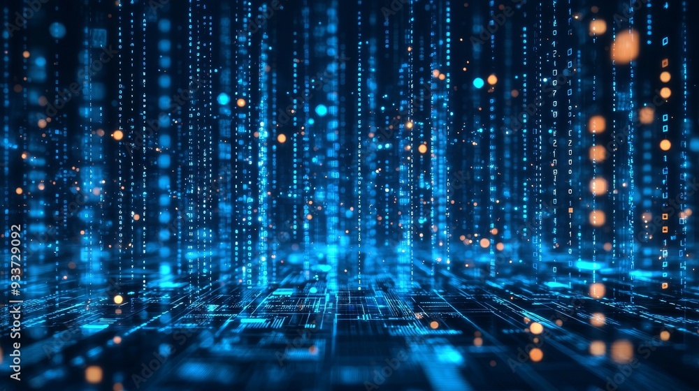 Aufkleber An abstract network containing random programs, a web and software development concept, futuristic technology, digital connectivity, and cyber space (3D render).