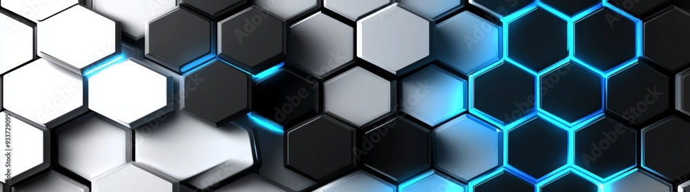 Aufkleber An hexagon-shaped transparent background with a circle hud attached to a circuit line