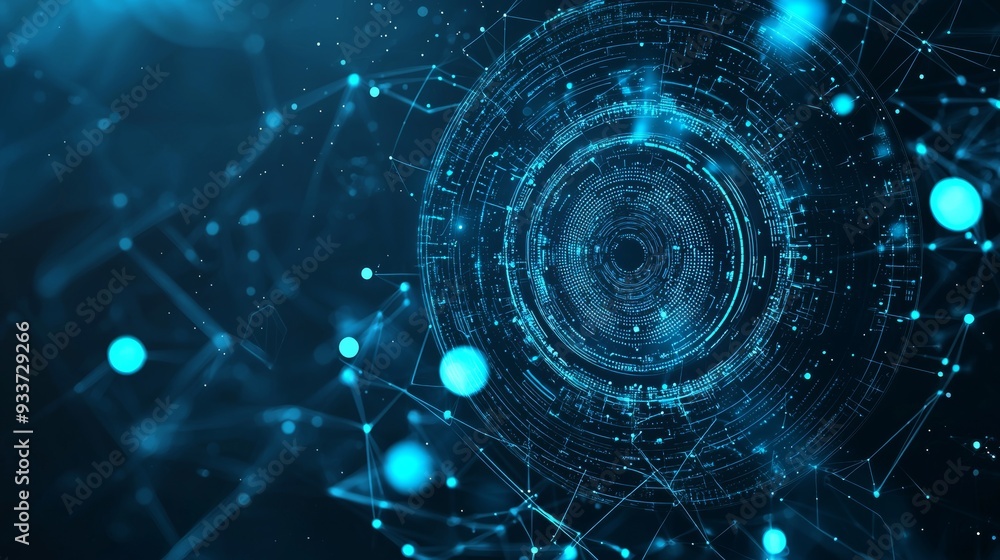Poster Background of future technology concept for business solutions. Circle, globe. Stock image