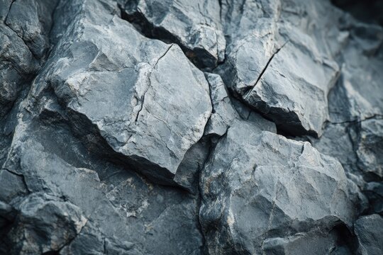 Close-Up of Rough, Cracked Gray Rock Surface