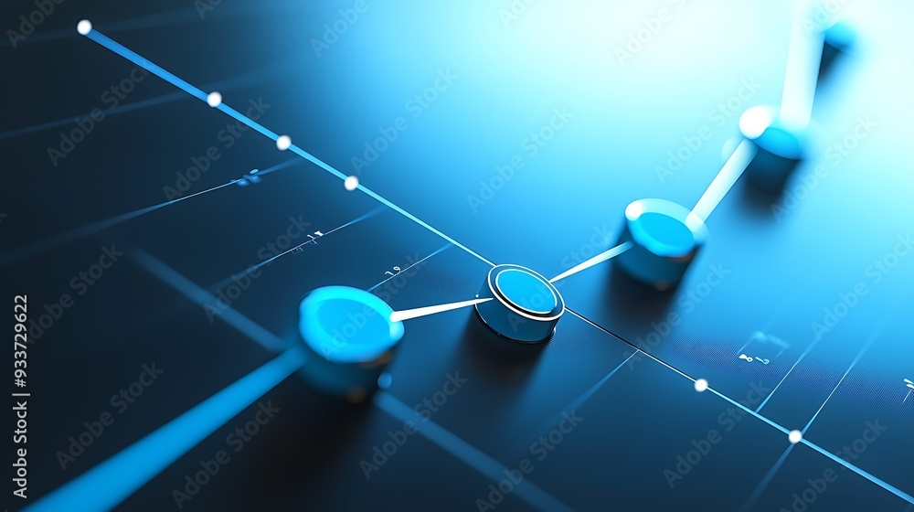 Poster abstract blue technology background with 3d circular elements and lines