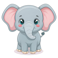 Naklejka premium Cartoon cute baby elephant sitting