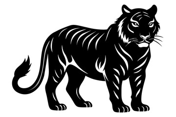 Beautiful tiger silhouette black color vector art illustration