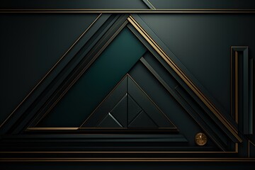 Obraz premium Abstract geometric background with black and gold shapes.