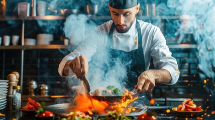 A chef using unconventional cooking methods, like smoking or fermentation,