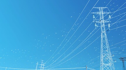 Power Lines Against a Blue Sky