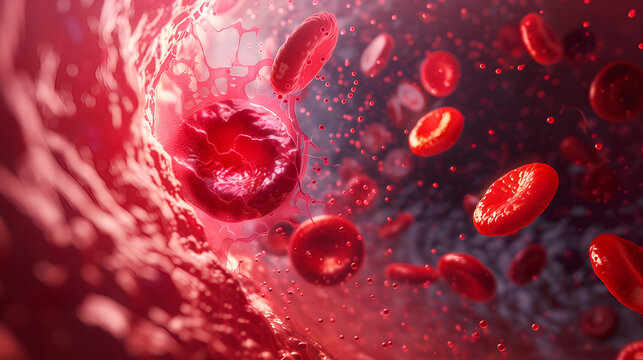 Microscopic view of red blood cells (erythrocytes) for a scientific or medical theme