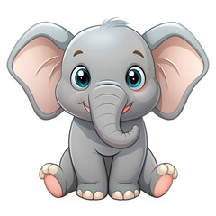 Obraz premium Cartoon cute baby elephant sitting
