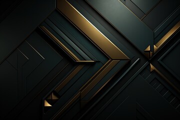 Obraz premium Abstract geometric background with black and gold shapes.