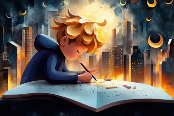 Mission Statement Illustration in Vibrant Watercolor Cartoon Style