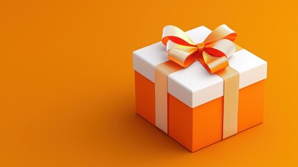 A vibrant orange gift box with a white lid and stylish ribbon, perfect for celebrations, holidays, and special occasions.