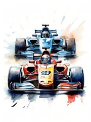 Naklejka premium the AI Image Generator, racing car with large wing and splitter against white background