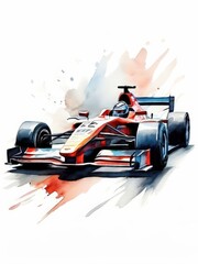 Obraz premium the AI Image Generator, racing car with large wing and splitter against white background