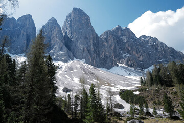 Fototapeta premium Natural landscape of Santa Maddalena view at Val di Funes, land of the pale mountains and beautiful valley in the Dolomites also one of UNESCO World Heritage site- South Tyrol, Italy