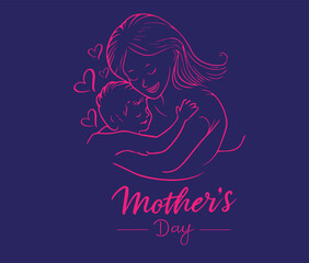 Happy Mothers Day Design. Mothers Day Vector Artwork. Happy Mothers Day. Mothers Love. Mother and Baby Background.