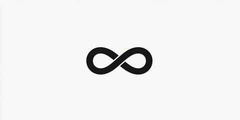  Black Infinity Symbol on White Background, Simple Vector Line Art, Minimalistic Design