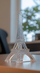 Crystal Eiffel Tower Model on a Table
