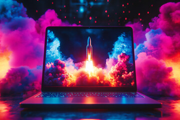 Laptop Rocket Launch.