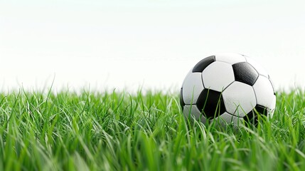Obraz premium A close-up view of a soccer ball on a lush green grass field, perfect for sports and recreation themes.