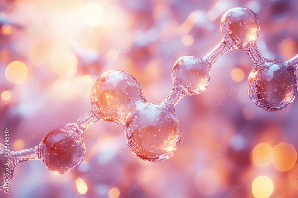 Poster abstract molecular structure: a close-up view of a molecular structure, rendered in a delicate and e