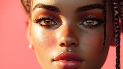Fototapeta premium 3d portrait of a young beautiful woman close up, best graphic resources
