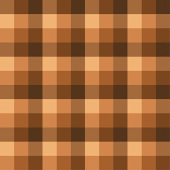 Brown gingham plaid seamless vector pattern, cozy  blanket, checkered background, wallpaper, textile print.