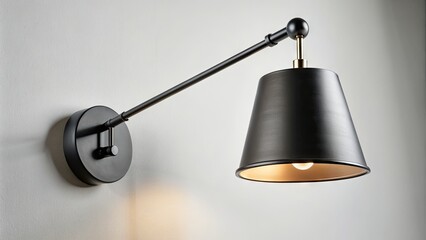 Sleek modern black wall lamp with adjustable arm and minimalist shade adds sophistication and task lighting to any contemporary interior design space.