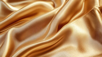 Obraz premium A close-up of golden silk fabric with rich, smooth textures, draped elegantly over a surface